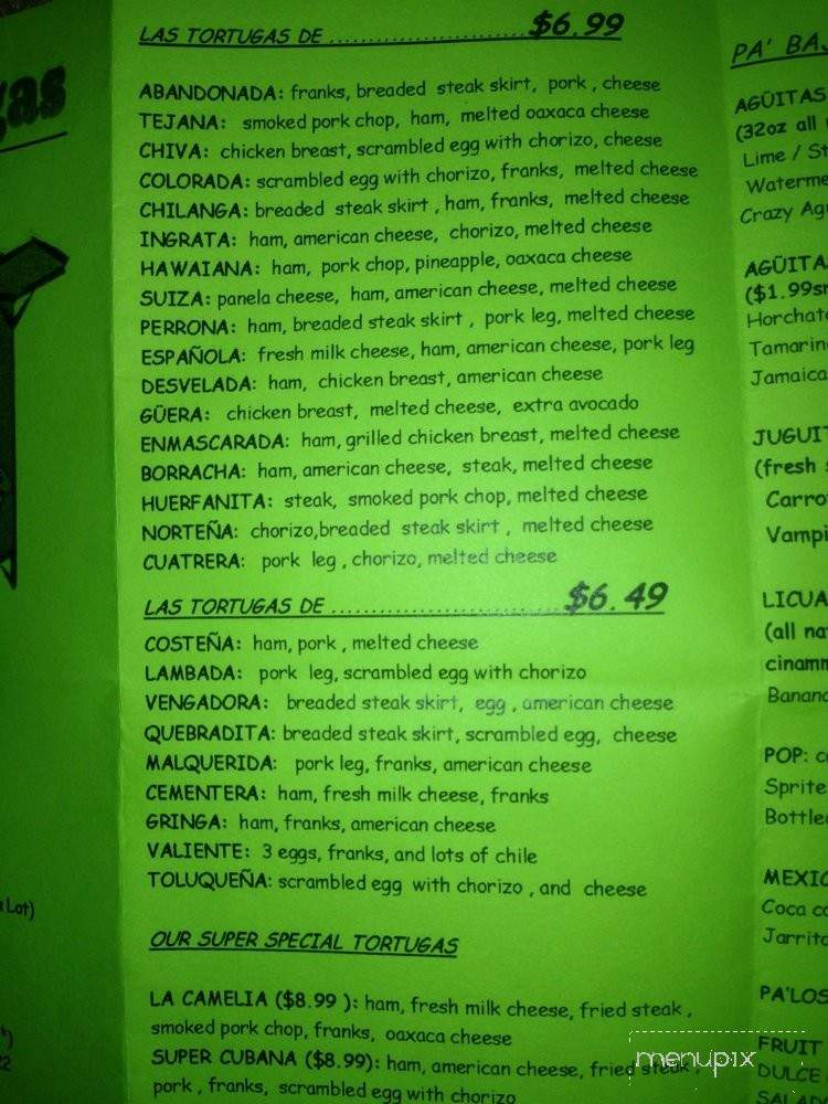 Las Tortugas - Denver, CO menu_pic