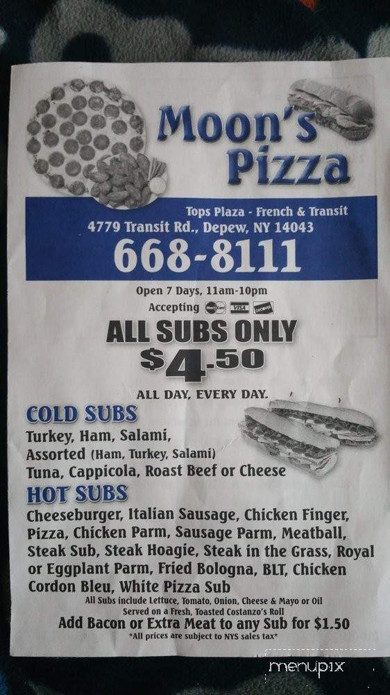 Moons Pizza - Depew, NY menu_pic
