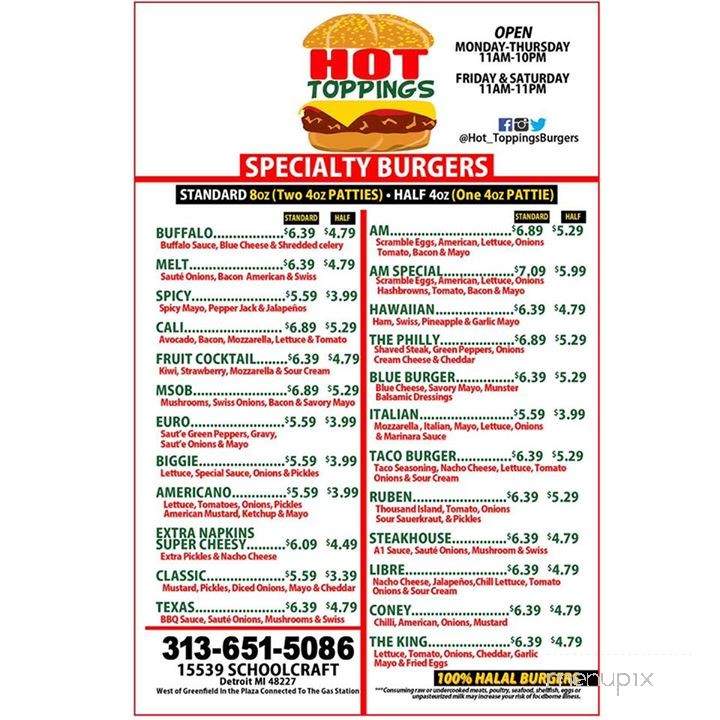 Hot Toppings Burgers - Detroit, MI menu_pic
