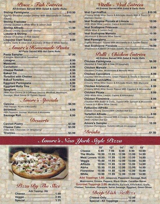 Amores Pasta & Pizza - Duncanville, TX menu_pic