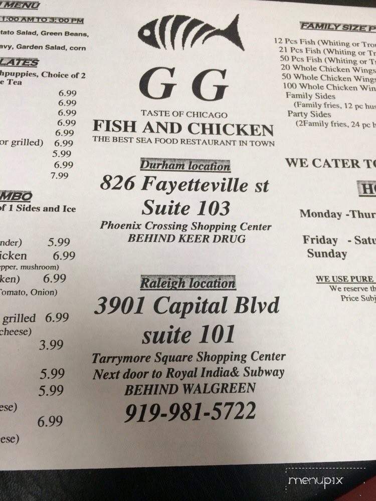 Gg Fish & Chicken - Durham, NC menu_pic