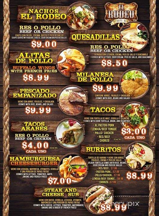 El Rodeo Restaurant and Sports Bar - East Riverdale, MD menu_pic