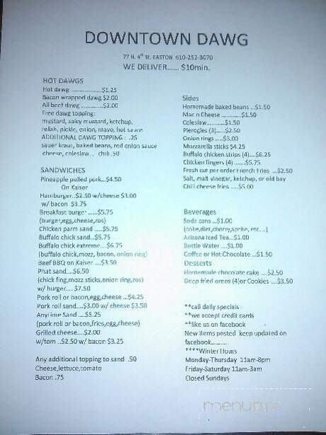 Downtown Dawg - Easton, PA menu_pic