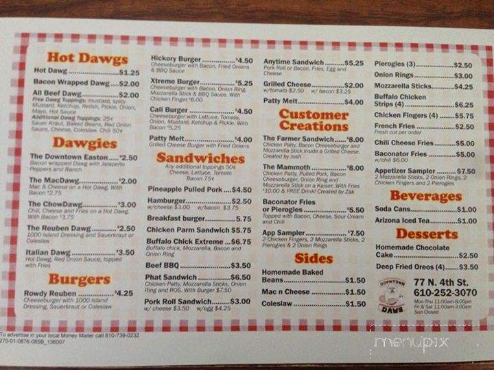 Downtown Dawg - Easton, PA menu_pic