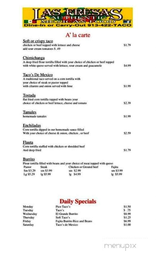 Las Fresas - Edwardsville, KS menu_pic