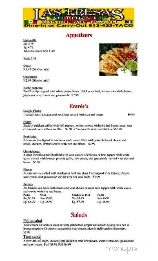 Las Fresas - Edwardsville, KS menu_pic