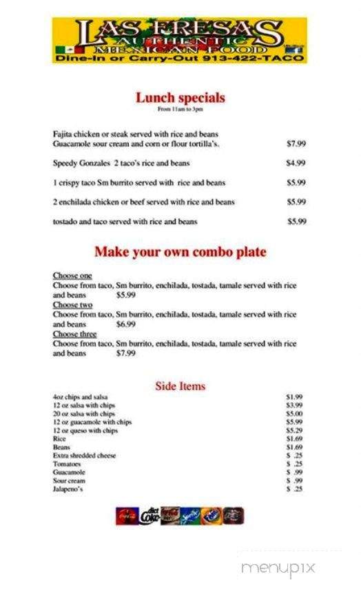Las Fresas - Edwardsville, KS menu_pic