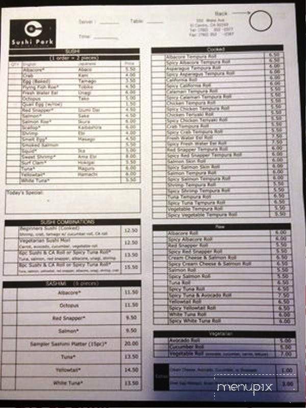 Sushi Park - El Centro, CA menu_pic