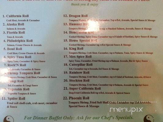Sushi House Buffet - Elk Grove, CA menu_pic