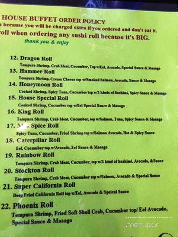 Sushi House Buffet - Elk Grove, CA menu_pic
