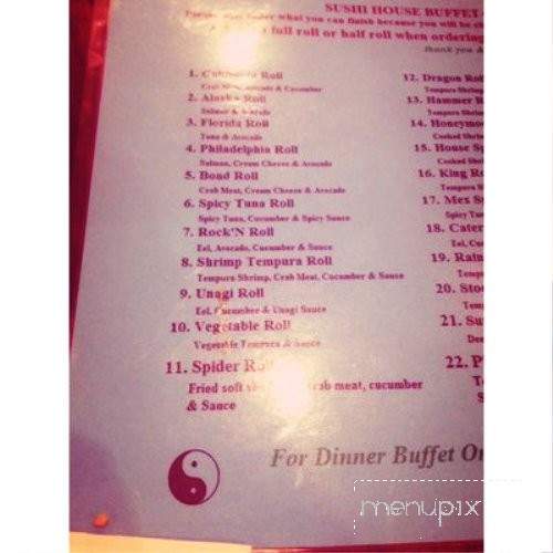 Sushi House Buffet - Elk Grove, CA menu_pic