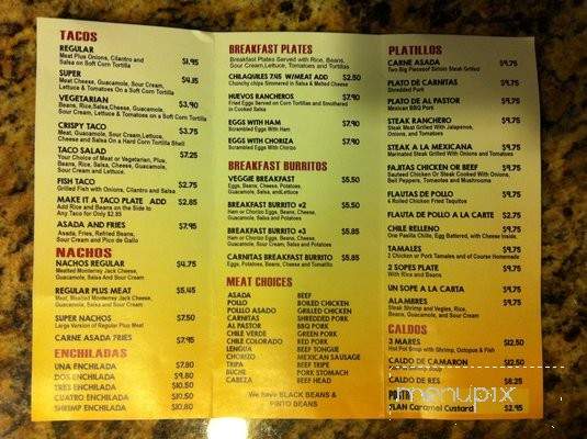 Taqueria Vallarta - Elk Grove, CA menu_pic