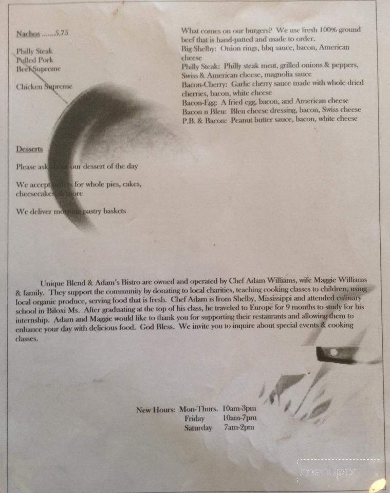 Unique Blend - Elkhart, IN menu_pic