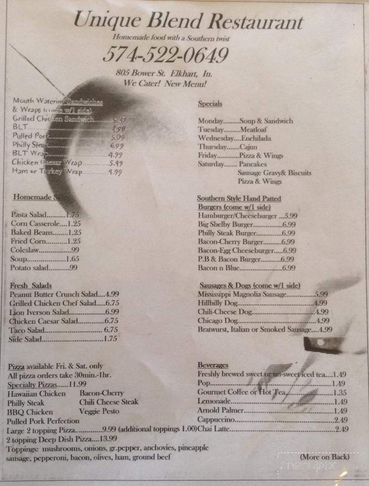 Unique Blend - Elkhart, IN menu_pic