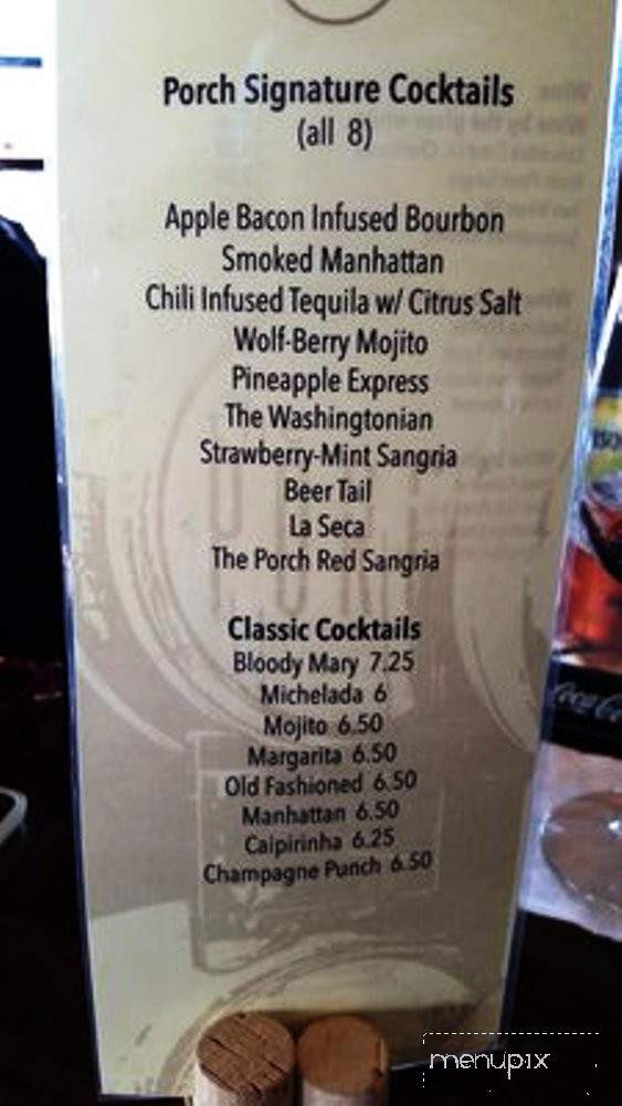 Porch - Ellensburg, WA menu_pic