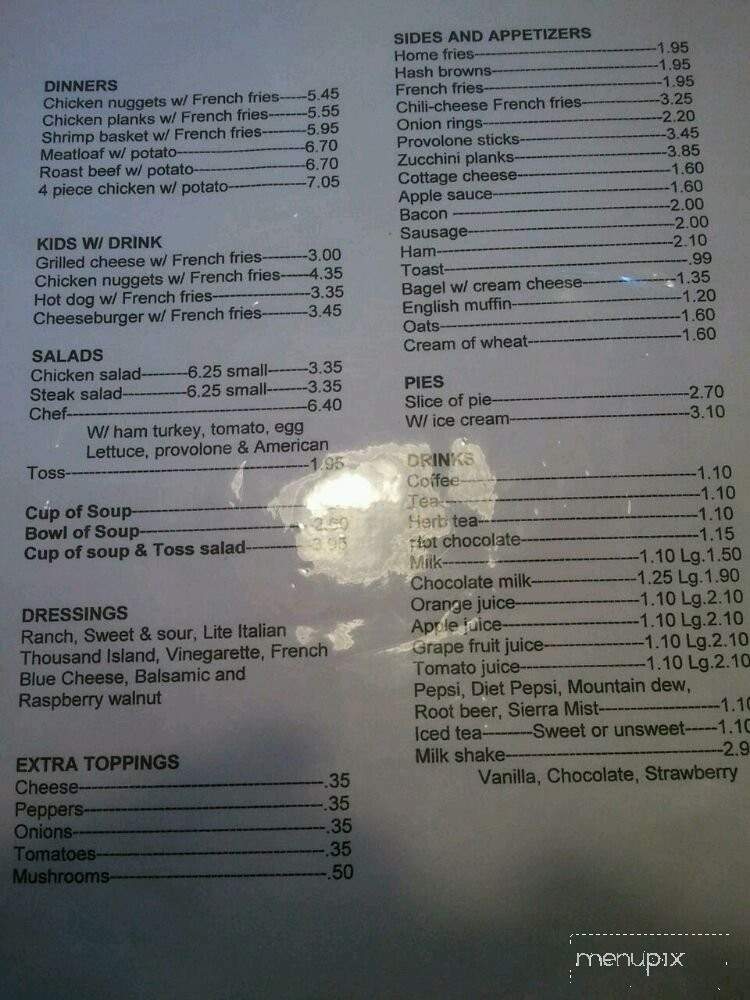 Carla's Diner - Ellwood City, PA menu_pic