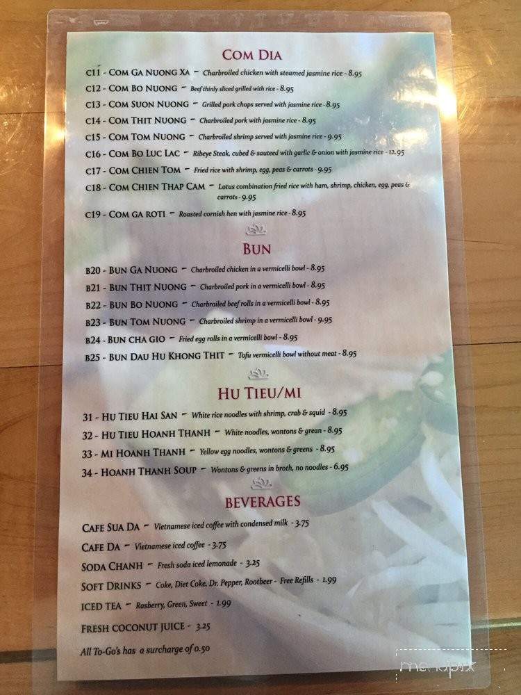 Lotus Vietnamese Cuisine - Elmwood, LA menu_pic