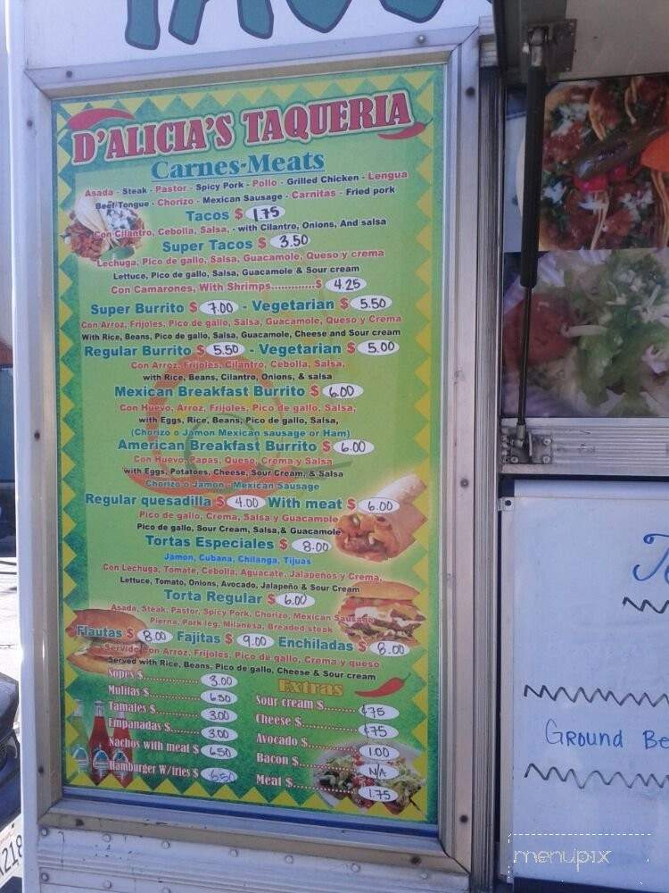 D'alicia's Taqueria - Emeryville, CA menu_pic