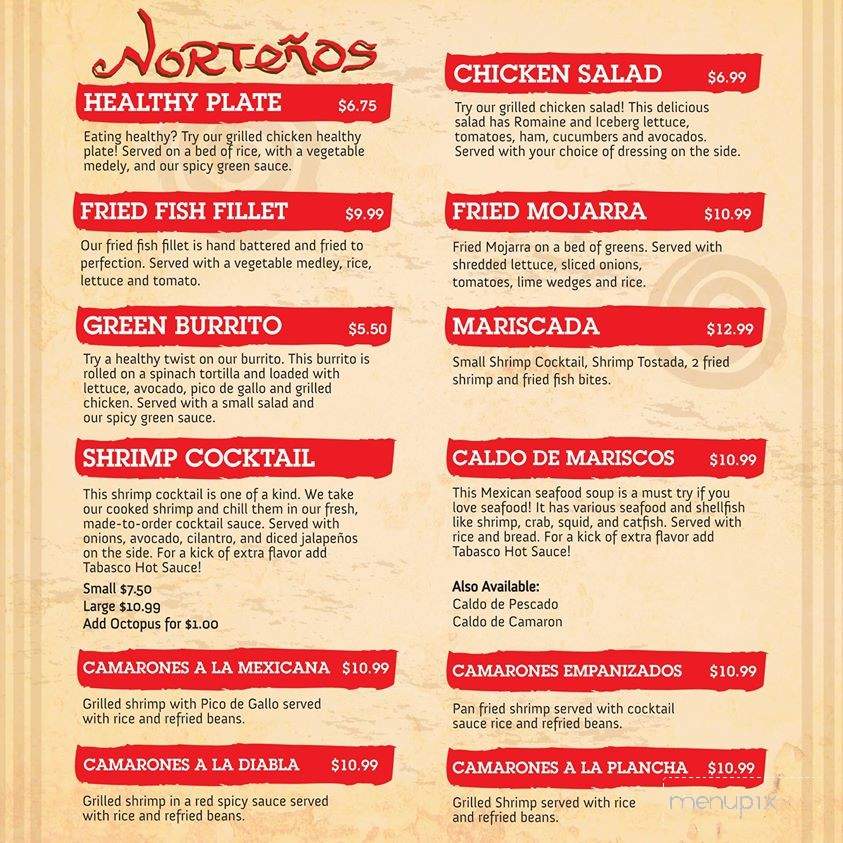 Nortenos Mexican Food - Ennis, TX menu_pic