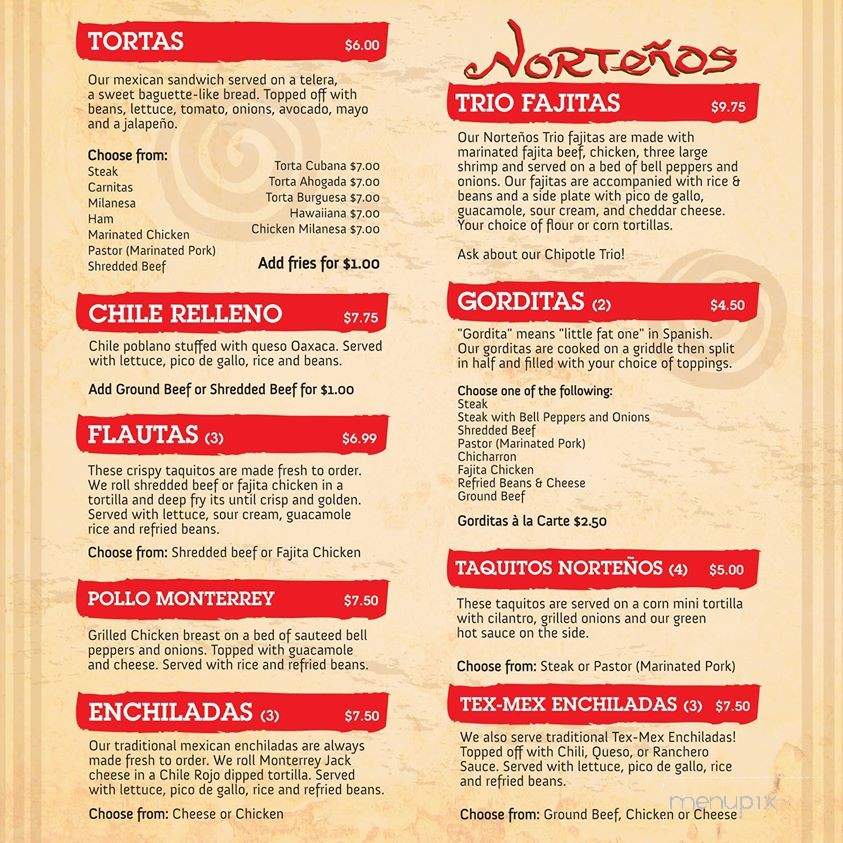 Nortenos Mexican Food - Ennis, TX menu_pic