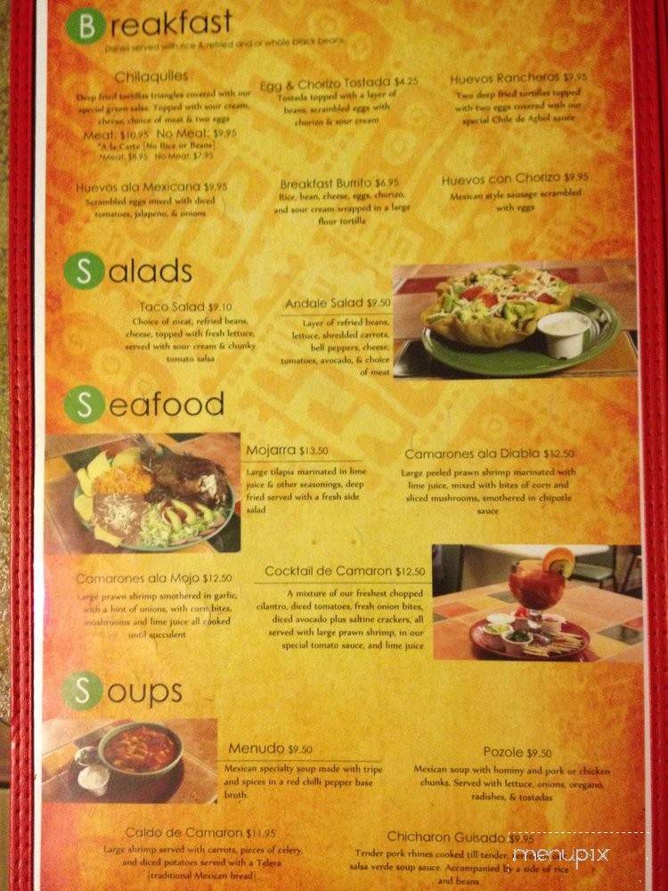 Andale Andale Mexican Restaurant - Estacada, OR menu_pic