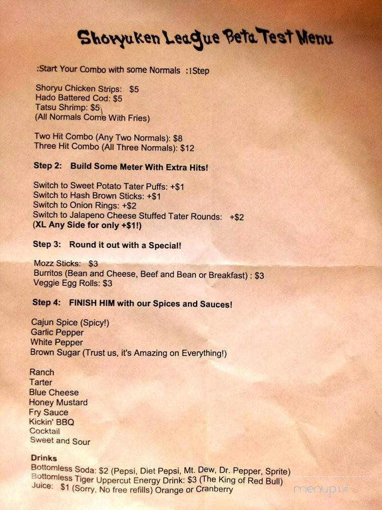 Shoryuken League - Eugene, OR menu_pic