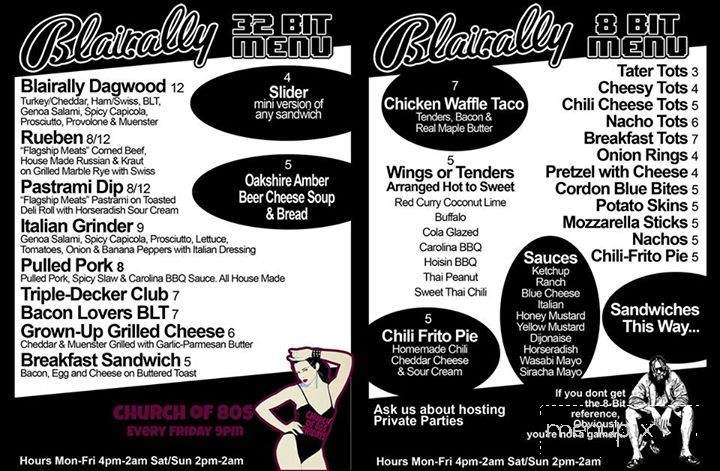 Blairally Vintage Arcade - Eugene, OR menu_pic