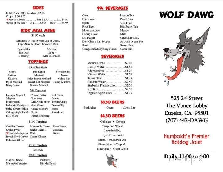 Wolf Dawg - Eureka, CA menu_pic