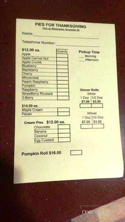 Eastman's Bakery - Fairfax, VT menu_pic