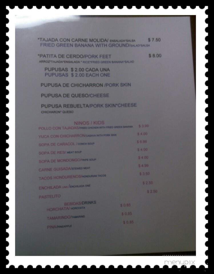 Mi Bella Honduras Restaurant - Federal Way, WA menu_pic