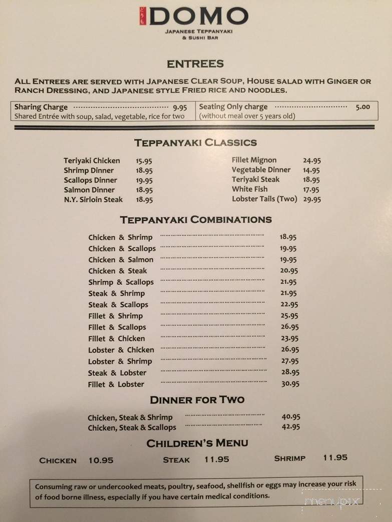 Domo Japanese Steak House & Sushi Bar - Fleming Island, FL menu_pic