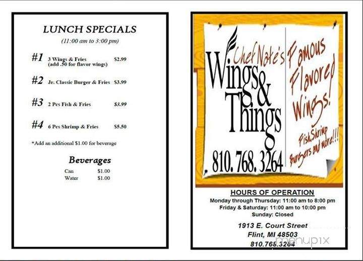 Chef Nate's Wings & Things - Flint, MI menu_pic