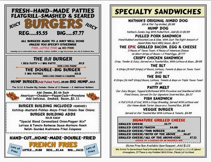11:11 Burgers & Beignets - Fond Du Lac, WI menu_pic