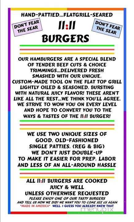 11:11 Burgers & Beignets - Fond Du Lac, WI menu_pic