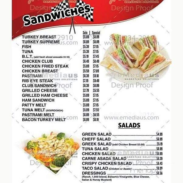 Speedway Grill - Fontana, CA menu_pic