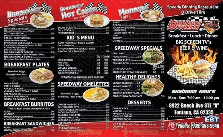 Speedway Grill - Fontana, CA menu_pic