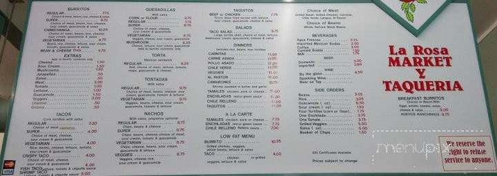 La Rosa Market - Forestville, CA menu_pic