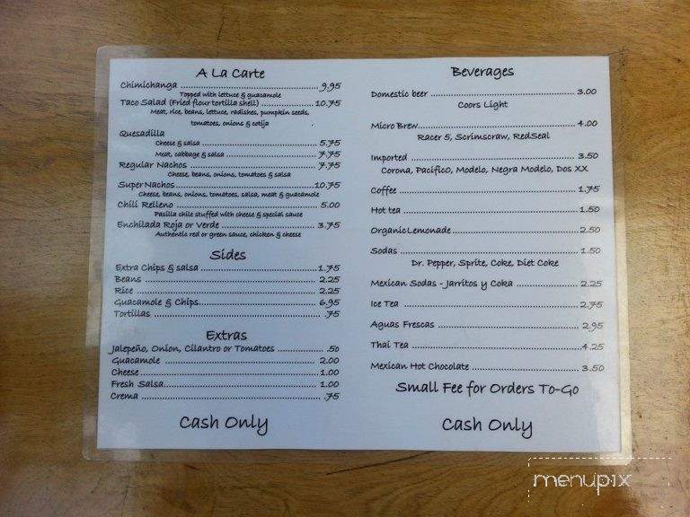Mi Pueblito Mexican Food - Fort Bragg, CA menu_pic