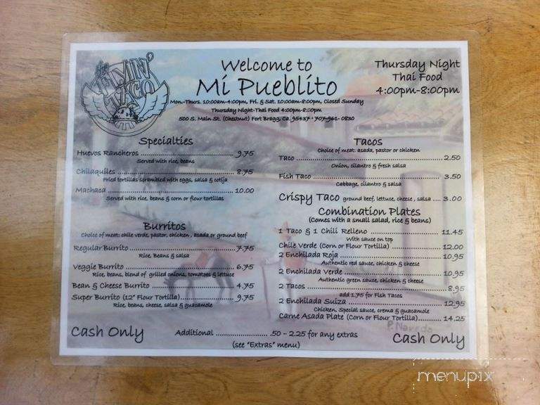 Mi Pueblito Mexican Food - Fort Bragg, CA menu_pic