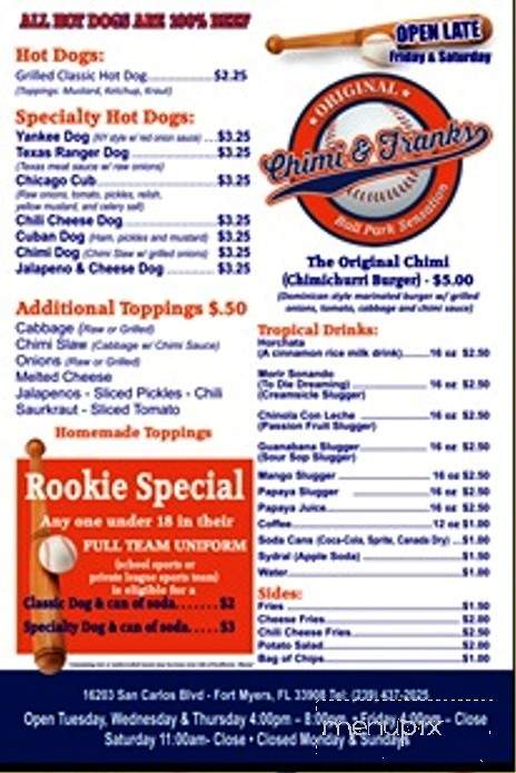 Chimi and Frank's - Fort Myers, FL menu_pic