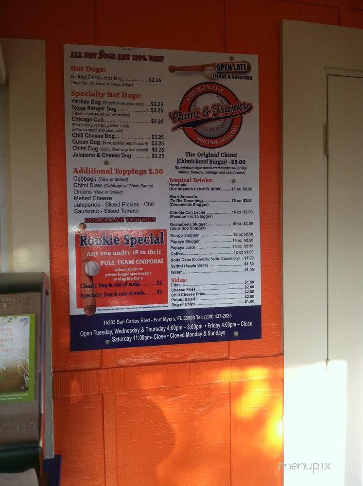 Chimi and Frank's - Fort Myers, FL menu_pic