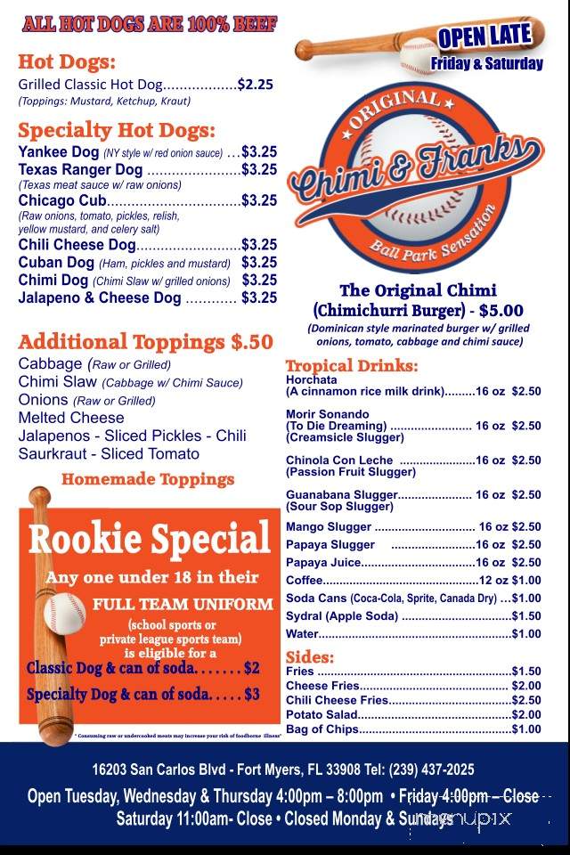 Chimi and Frank's - Fort Myers, FL menu_pic