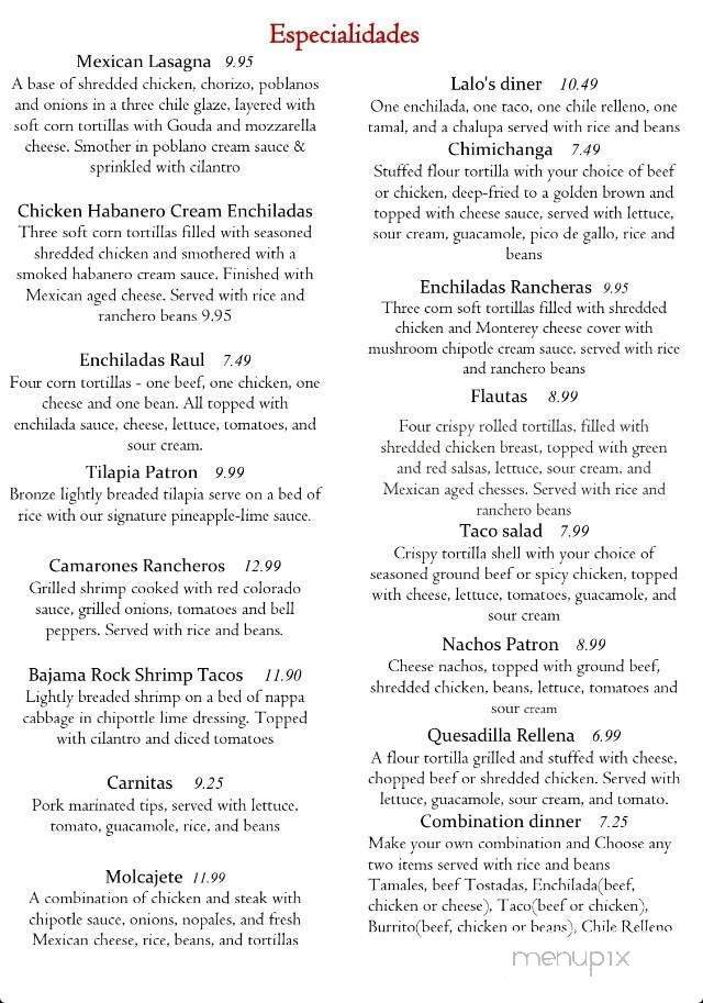 Patron Mexican Grill - Fort Smith, AR menu_pic