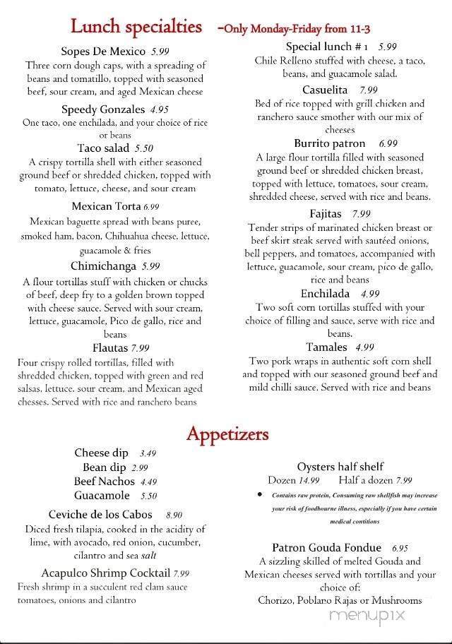Patron Mexican Grill - Fort Smith, AR menu_pic