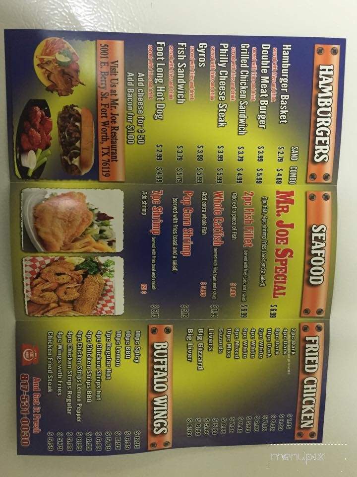 Mr Joe's Restaurant - Fort Worth, TX menu_pic