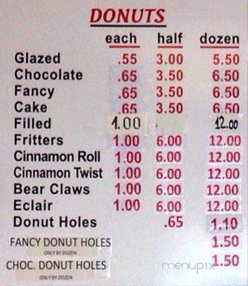 Donut Palace - Fort Worth, TX menu_pic