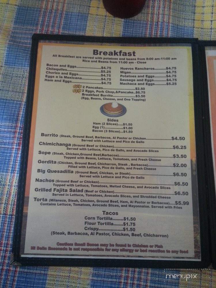 Mi Bella Ensenada - Fort Worth, TX menu_pic