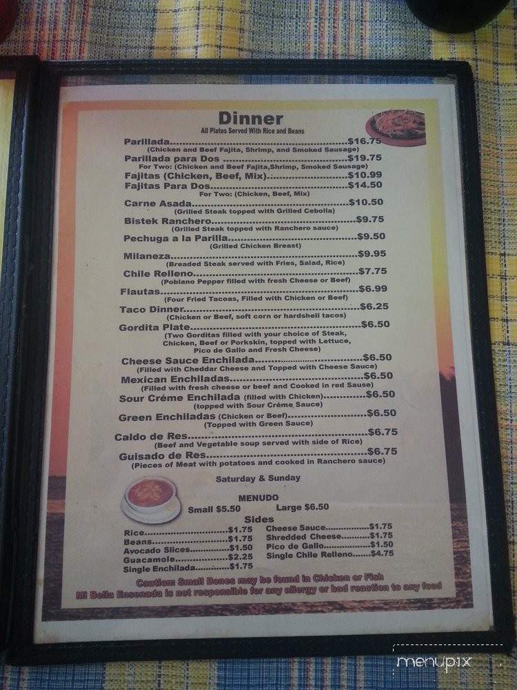 Mi Bella Ensenada - Fort Worth, TX menu_pic