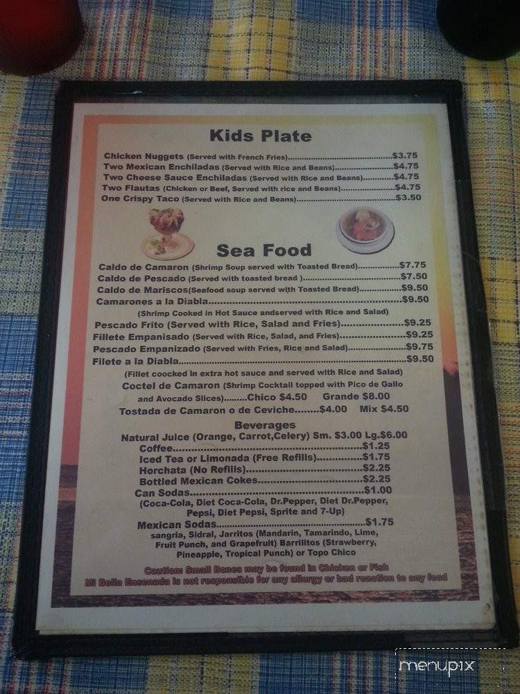Mi Bella Ensenada - Fort Worth, TX menu_pic