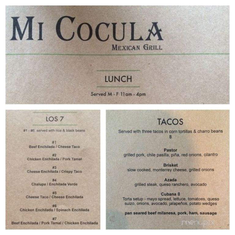 Mi Cocula Mexican Grill - Fort Worth, TX menu_pic